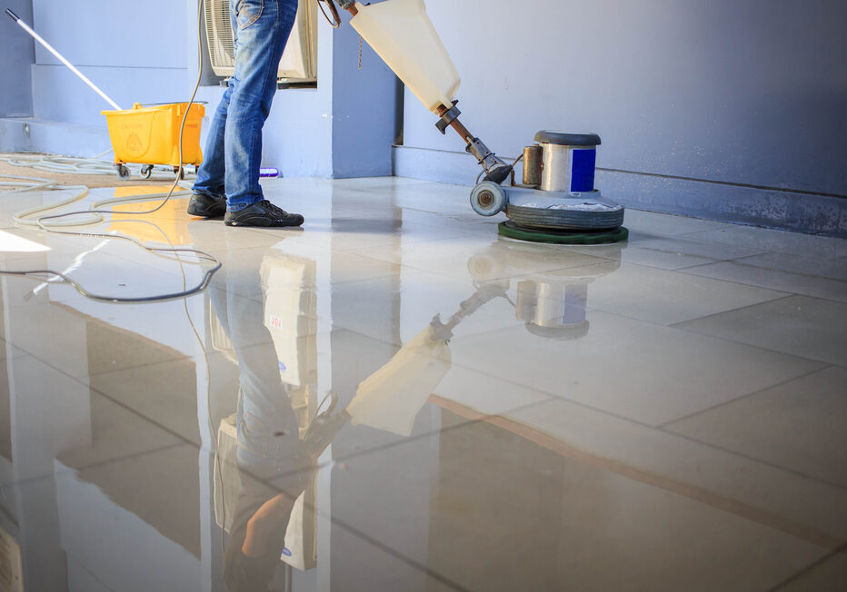 The,People,Cleaning,Floor,With,Machine.
